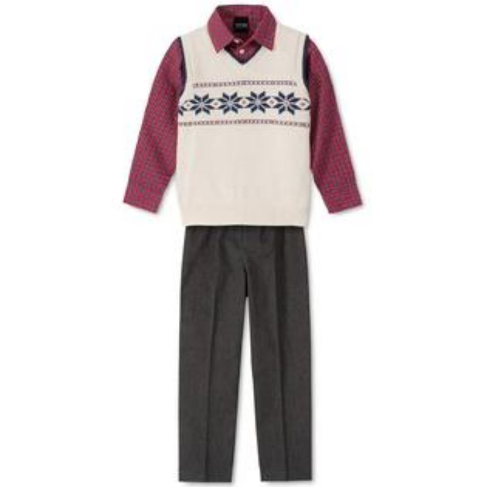 TFW Kids 3 Piece Sweater Vest, Shirt & Pants Set